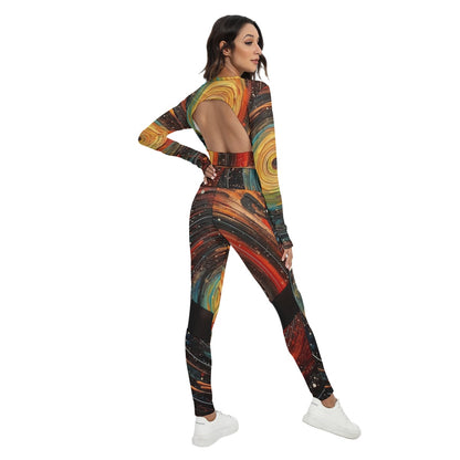 All-Over Print Women's Sport Set With Backless Top And Leggings