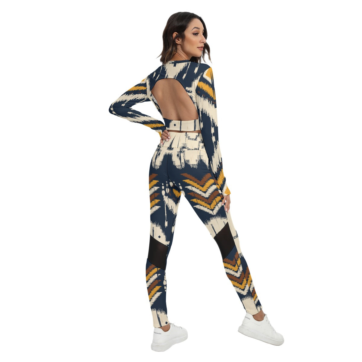 All-Over Print Women's Sport Set With Backless Top And Leggings