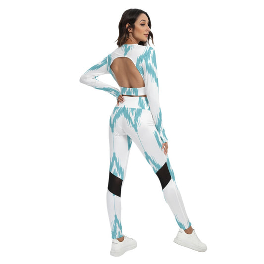 All-Over Print Women's Sport Set With Backless Top And Leggings
