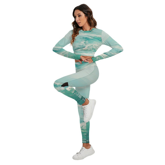 All-Over Print Women's Sport Set With Backless Top And Leggings