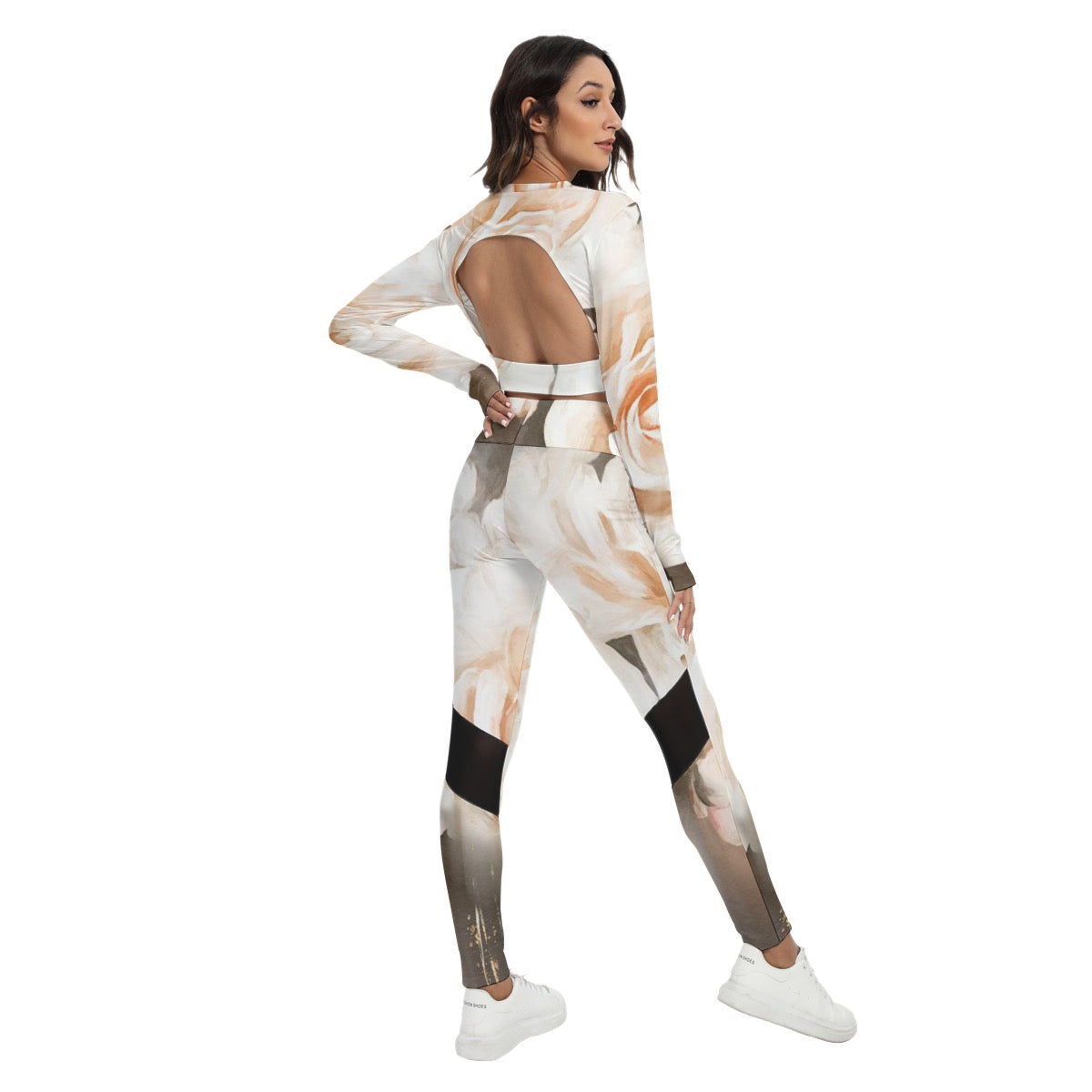 All-Over Print Women's Sport Set With Backless Top And Leggings