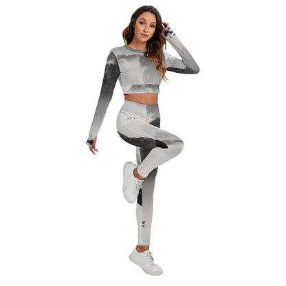 All-Over Print Women's Sport Set With Backless Top And Leggings
