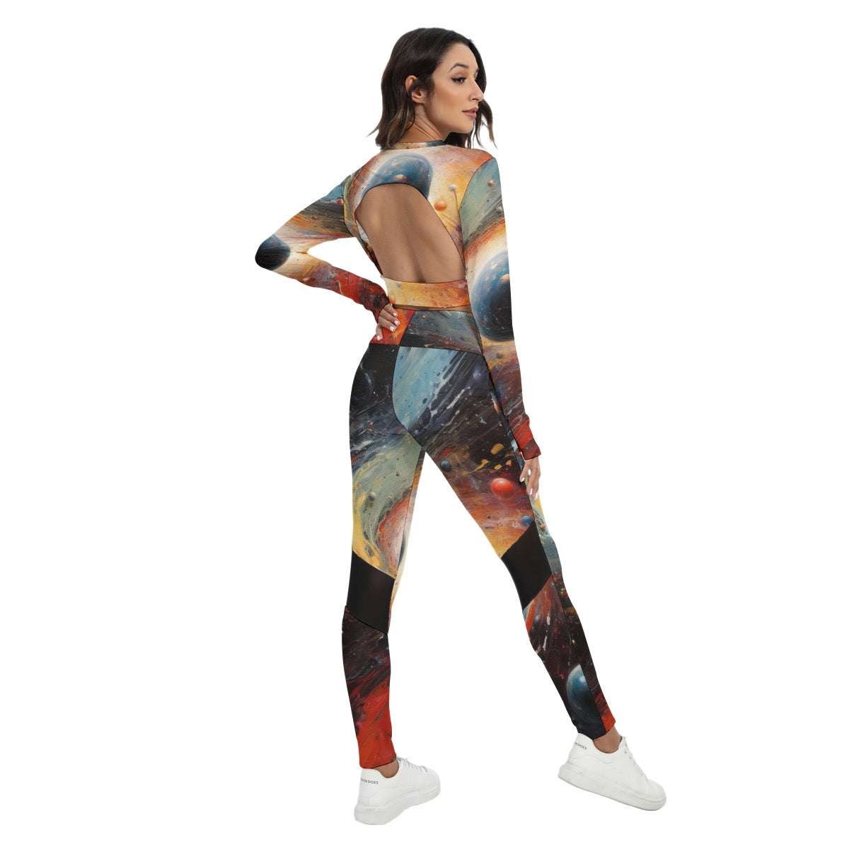 All-Over Print Women's Sport Set With Backless Top And Leggings