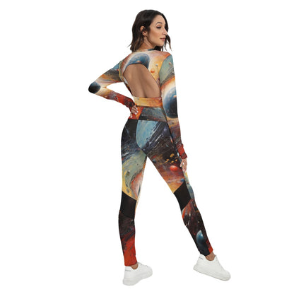 All-Over Print Women's Sport Set With Backless Top And Leggings
