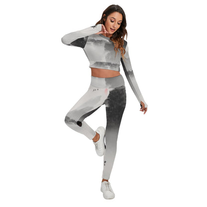 All-Over Print Women's Sport Set With Backless Top And Leggings