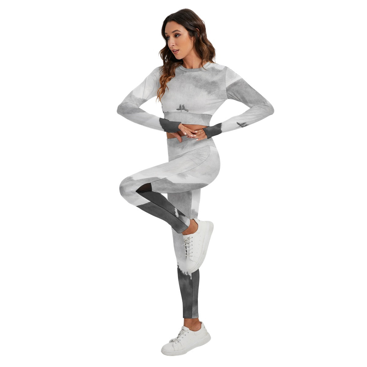 All-Over Print Women's Sport Set With Backless Top And Leggings