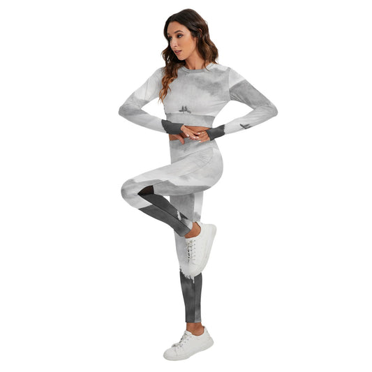 All-Over Print Women's Sport Set With Backless Top And Leggings