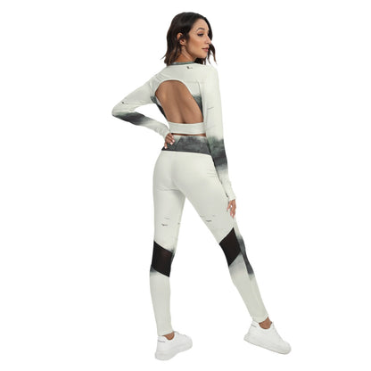 All-Over Print Women's Sport Set With Backless Top And Leggings