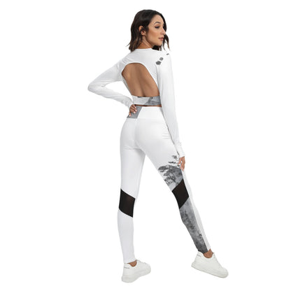 All-Over Print Women's Sport Set With Backless Top And Leggings