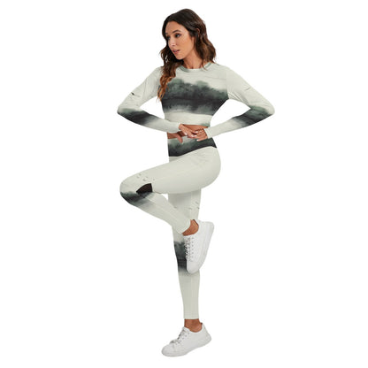All-Over Print Women's Sport Set With Backless Top And Leggings