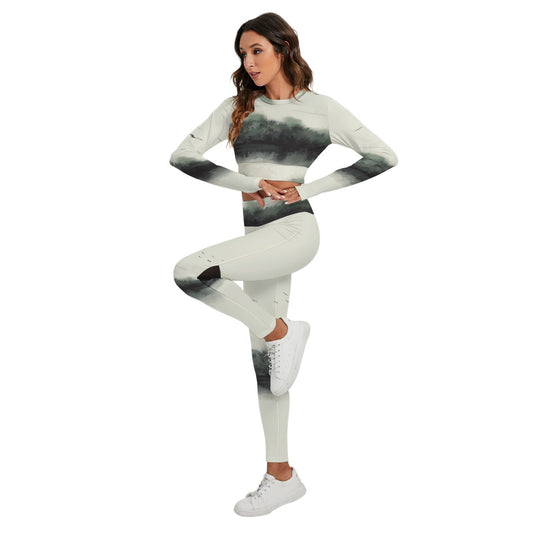 All-Over Print Women's Sport Set With Backless Top And Leggings