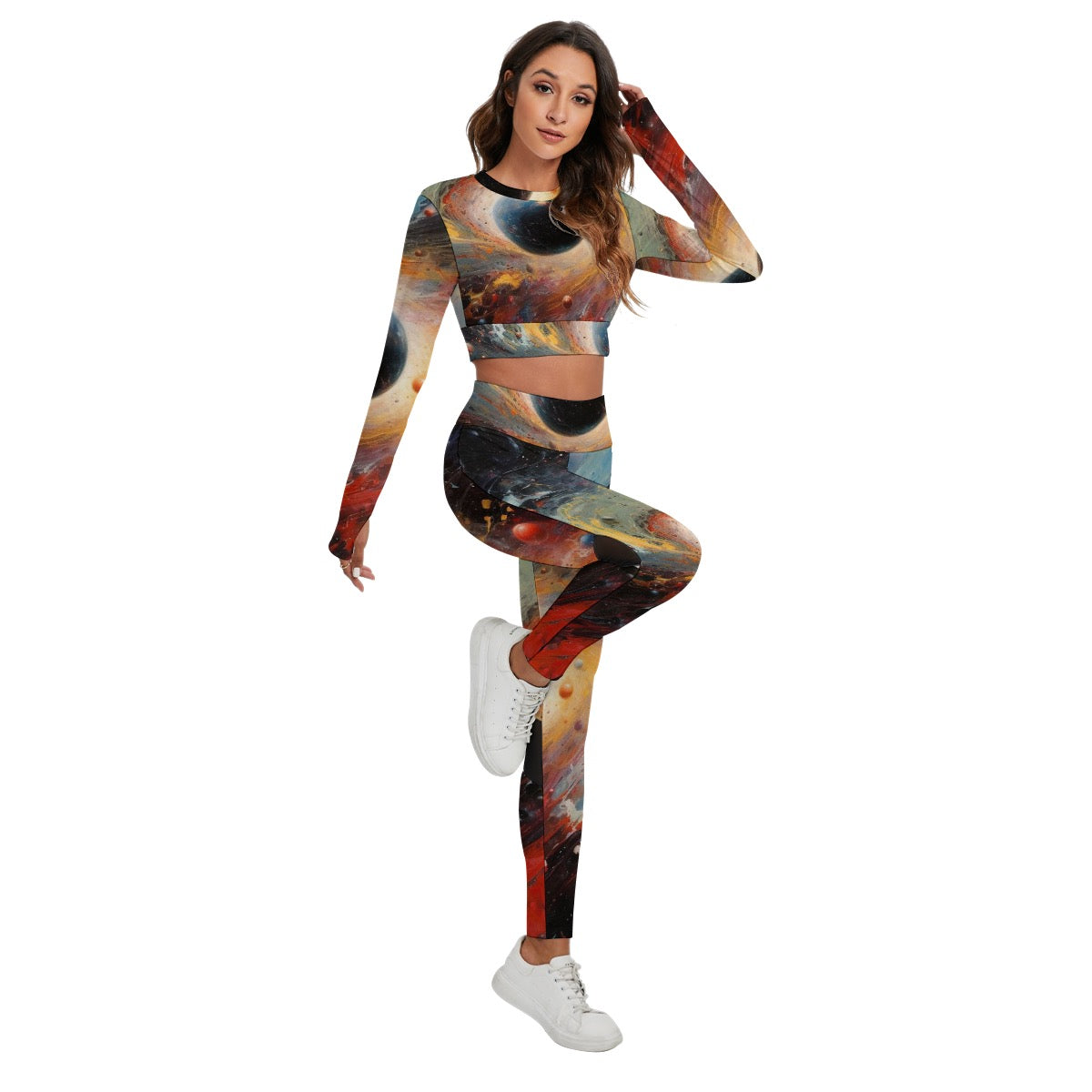 All-Over Print Women's Sport Set With Backless Top And Leggings