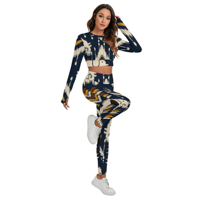 All-Over Print Women's Sport Set With Backless Top And Leggings