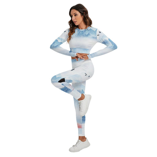 All-Over Print Women's Sport Set With Backless Top And Leggings
