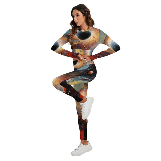 All-Over Print Women's Sport Set With Backless Top And Leggings