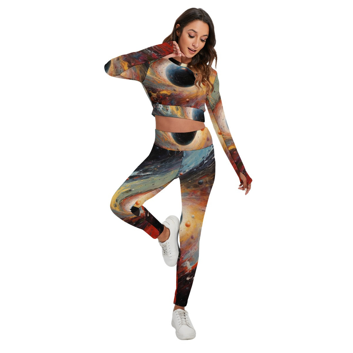 All-Over Print Women's Sport Set With Backless Top And Leggings