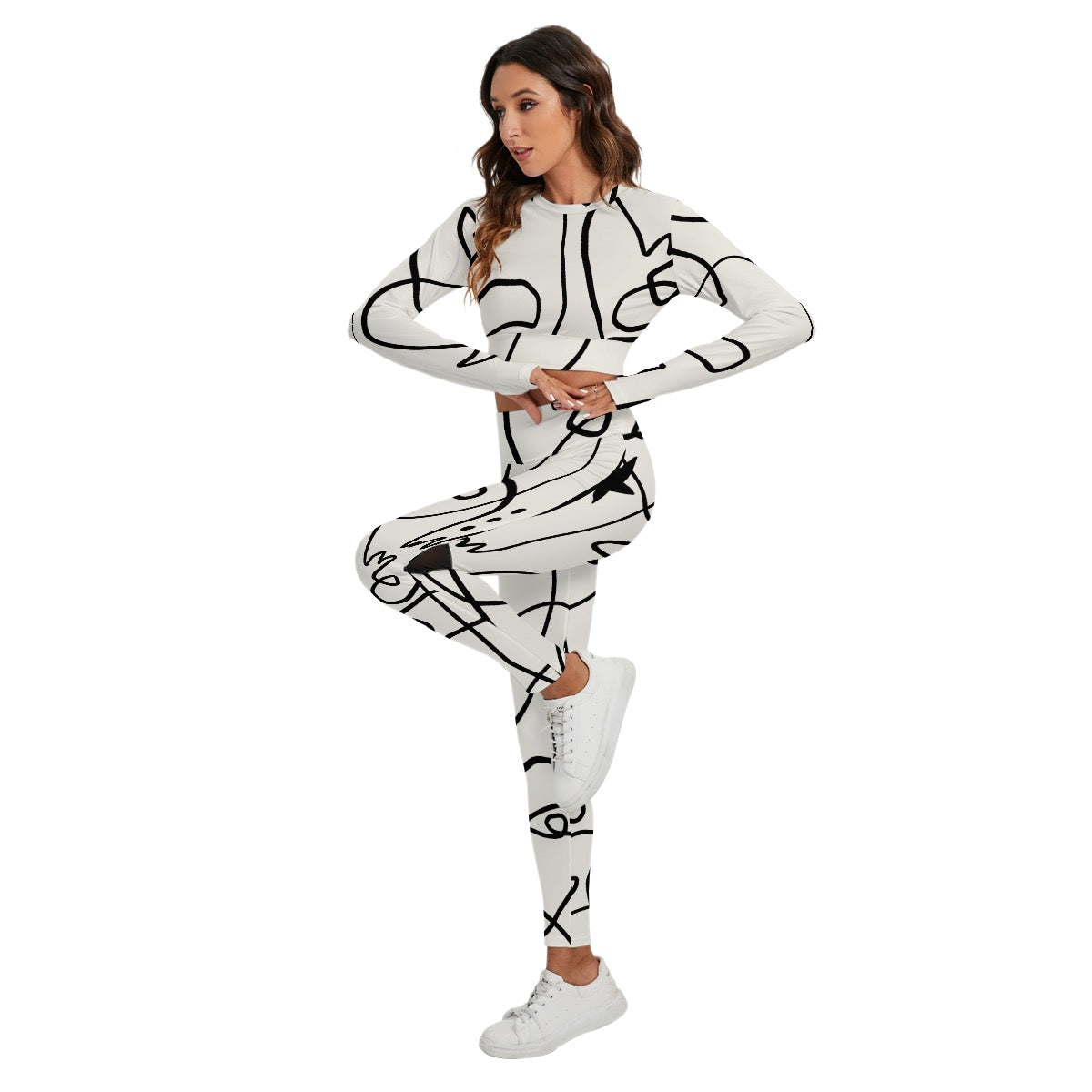 All-Over Print Women's Sport Set With Backless Top And Leggings