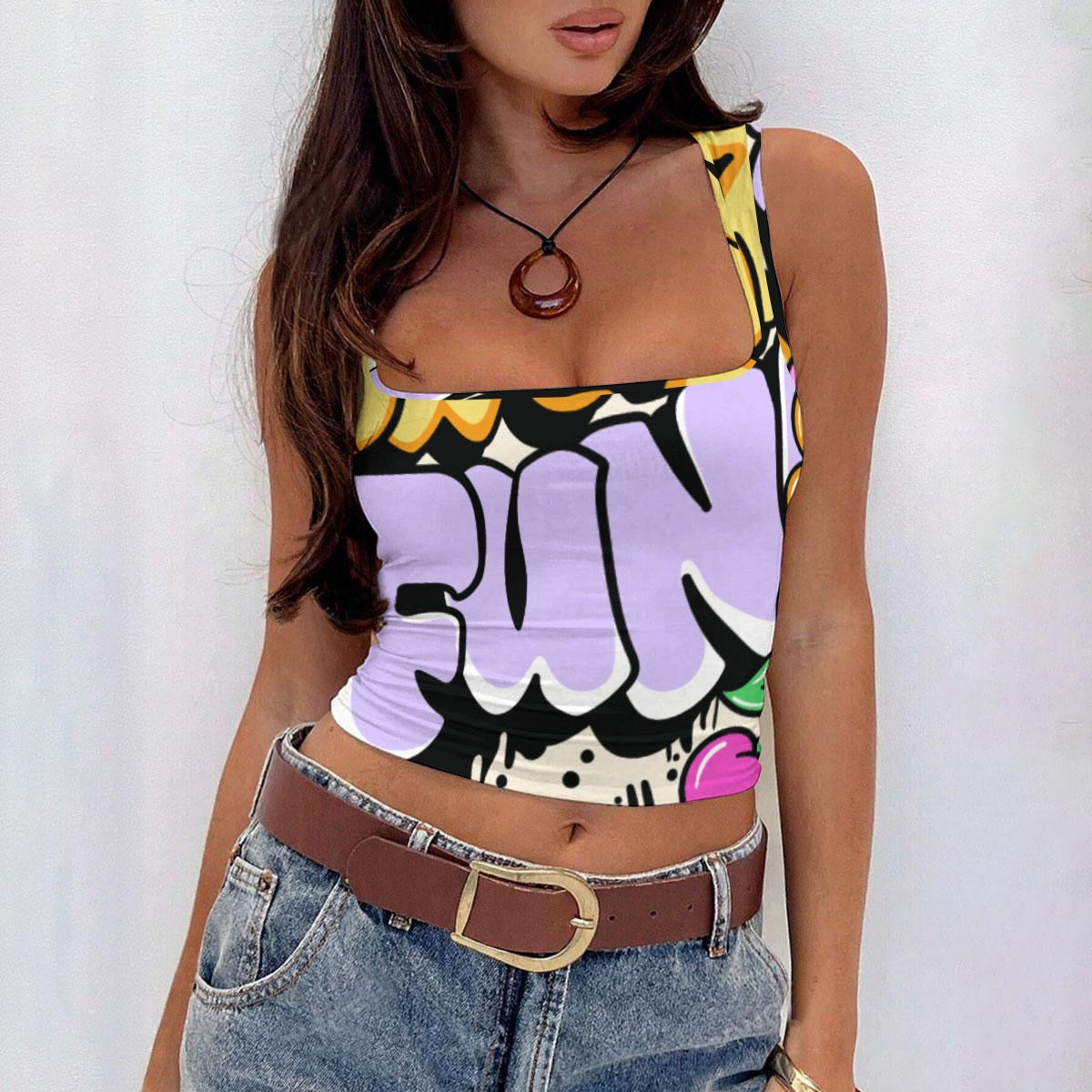 All-Over Print Women’s Sleeveless Square Neck Tank Top