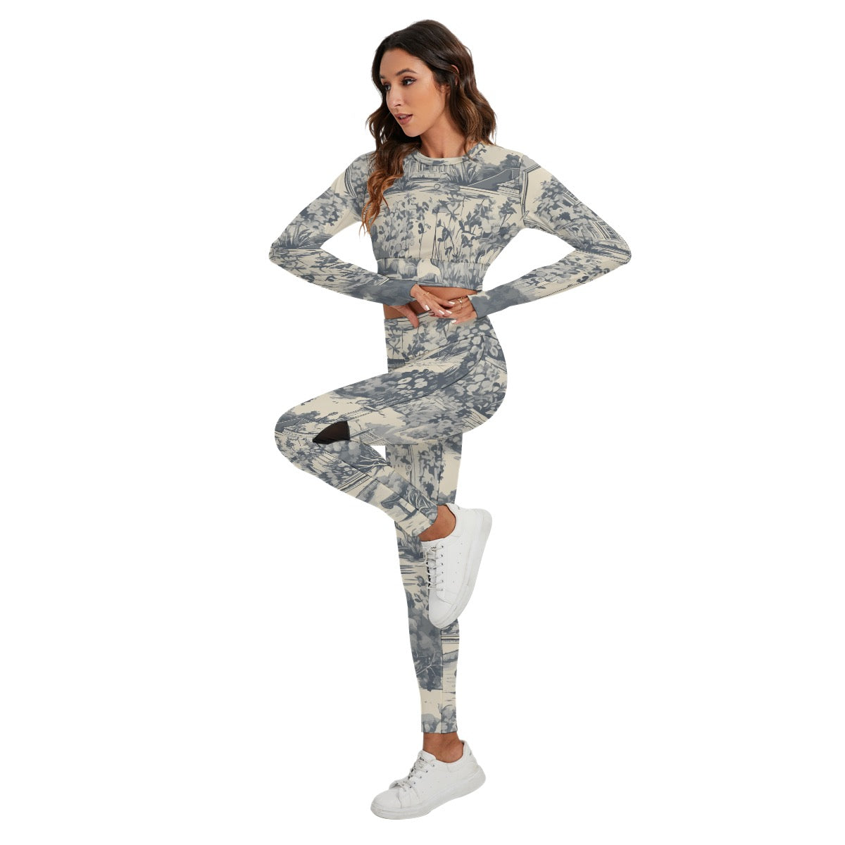 All-Over Print Women's Sport Set With Backless Top And Leggings