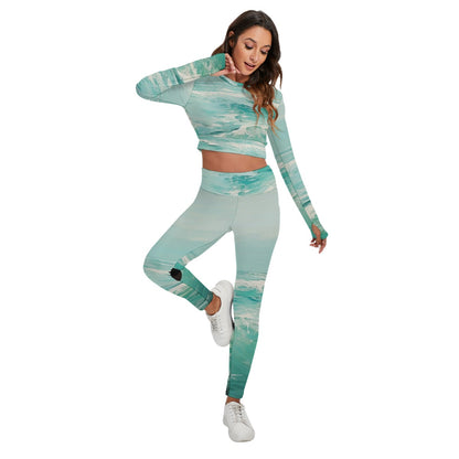 All-Over Print Women's Sport Set With Backless Top And Leggings
