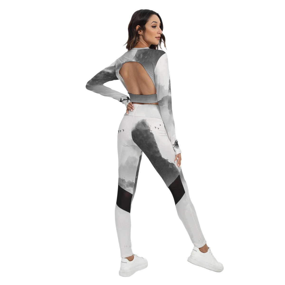 All-Over Print Women's Sport Set With Backless Top And Leggings