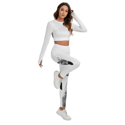 All-Over Print Women's Sport Set With Backless Top And Leggings