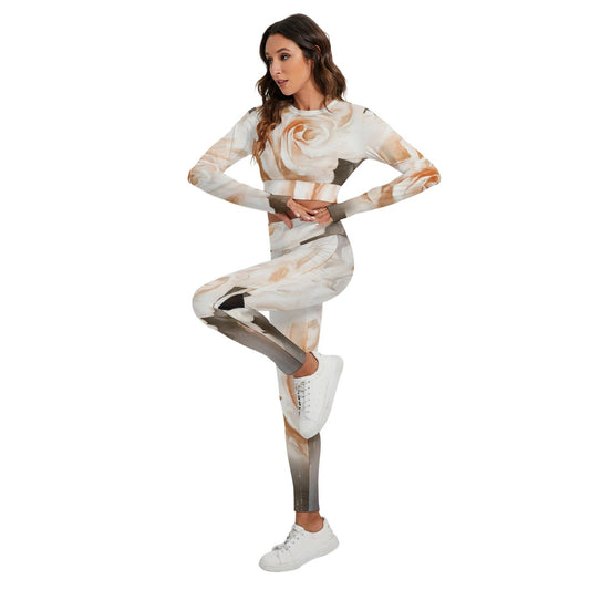 All-Over Print Women's Sport Set With Backless Top And Leggings