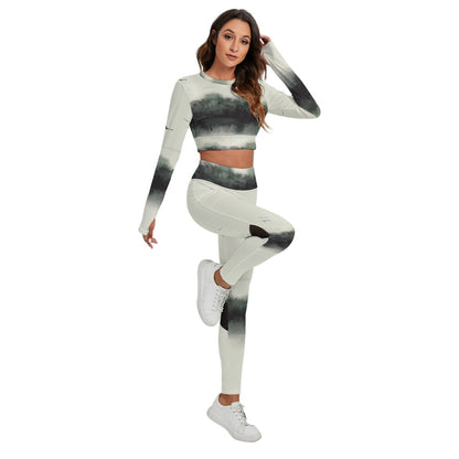 All-Over Print Women's Sport Set With Backless Top And Leggings