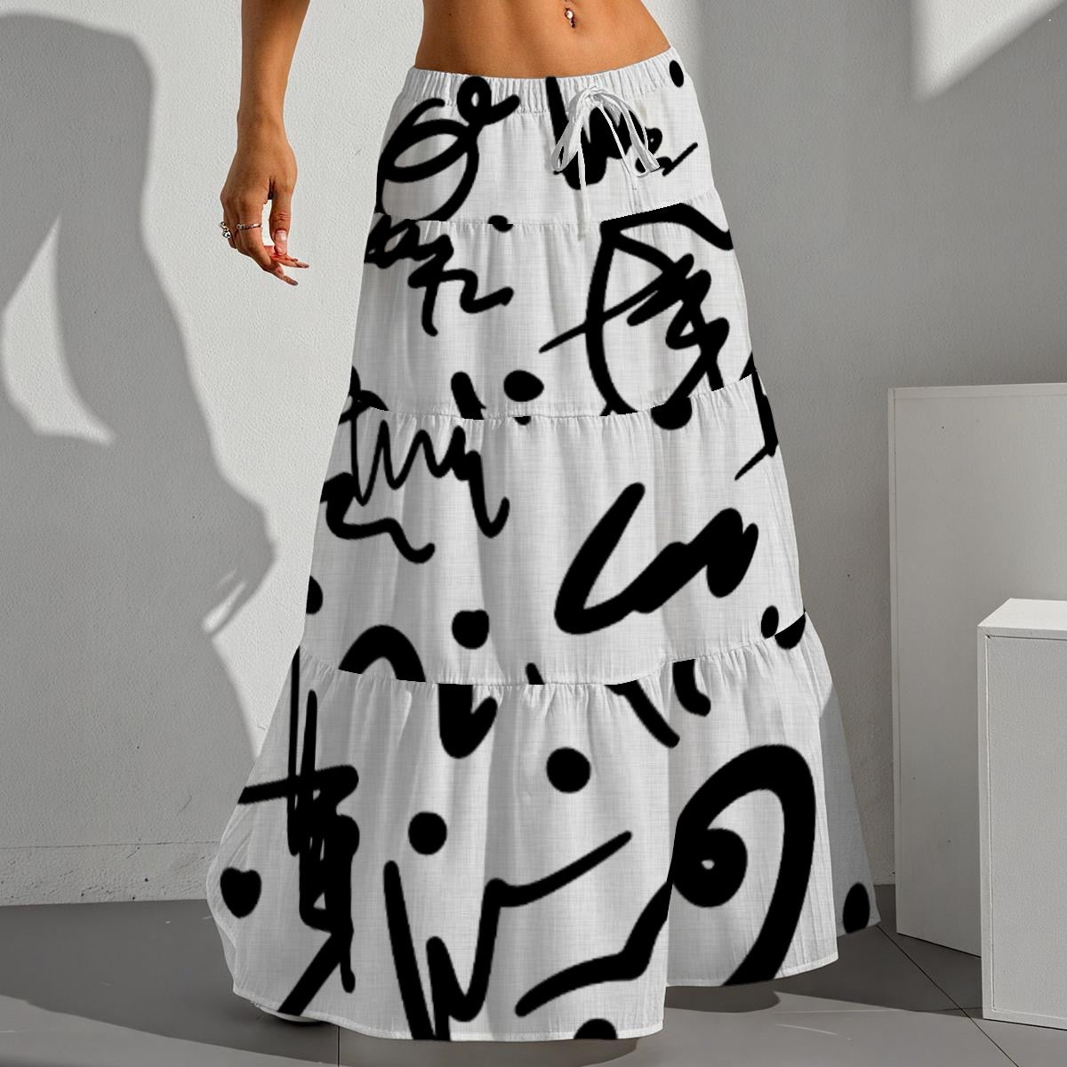 All-Over Print Women's Pleated Long Skirt