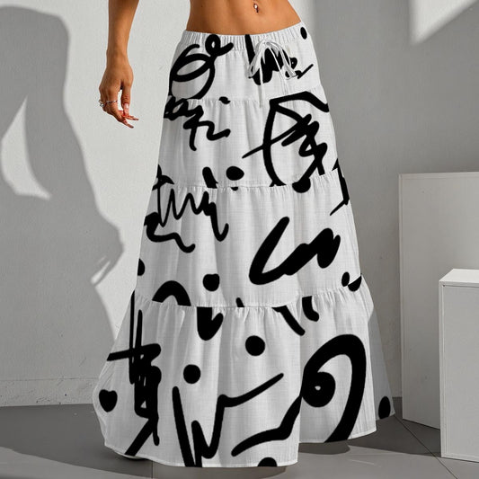 All-Over Print Women's Pleated Long Skirt