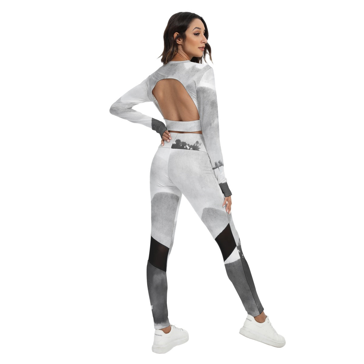 All-Over Print Women's Sport Set With Backless Top And Leggings