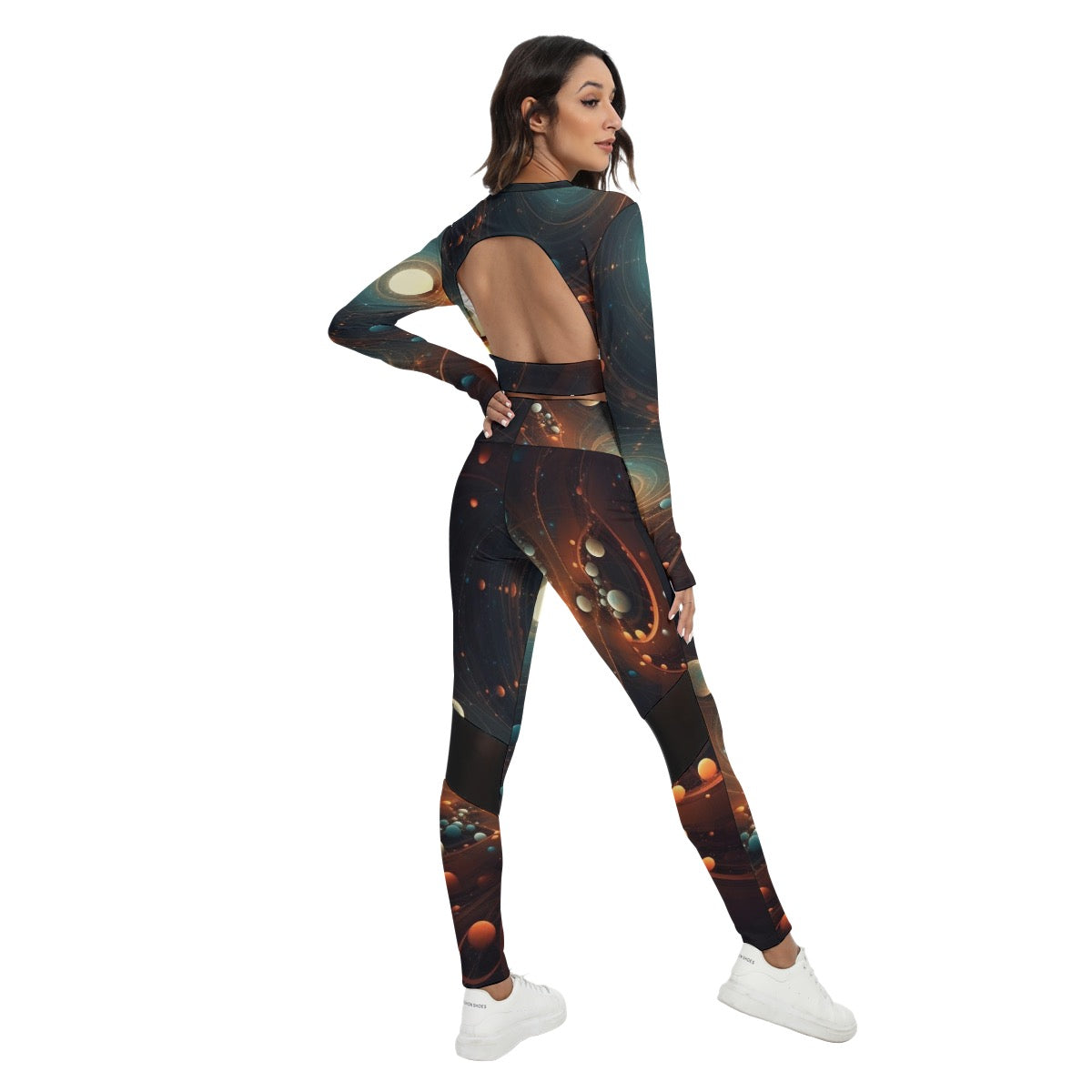 All-Over Print Women's Sport Set With Backless Top And Leggings