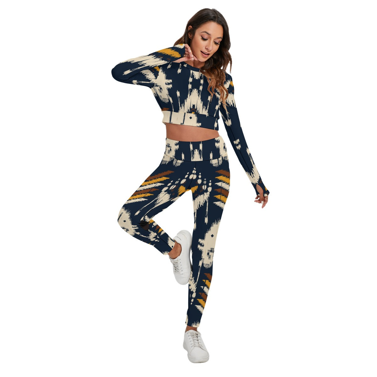 All-Over Print Women's Sport Set With Backless Top And Leggings