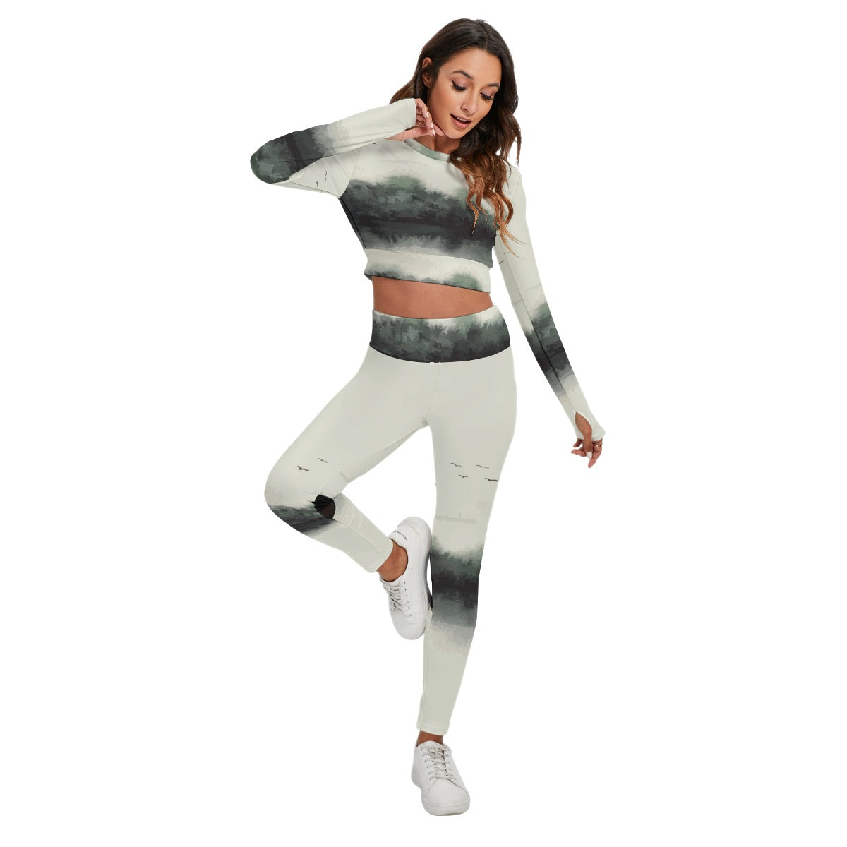 All-Over Print Women's Sport Set With Backless Top And Leggings