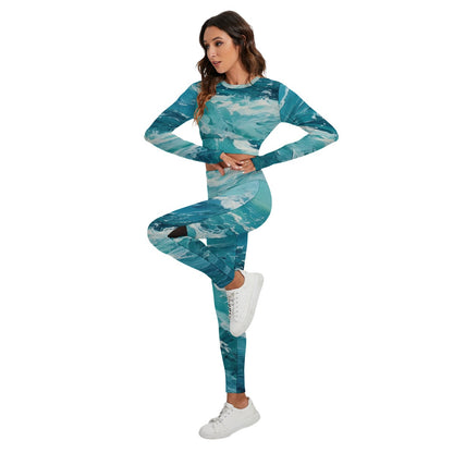 All-Over Print Women's Sport Set With Backless Top And Leggings