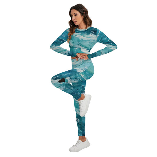 All-Over Print Women's Sport Set With Backless Top And Leggings