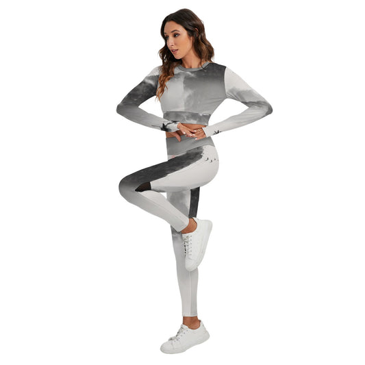 All-Over Print Women's Sport Set With Backless Top And Leggings