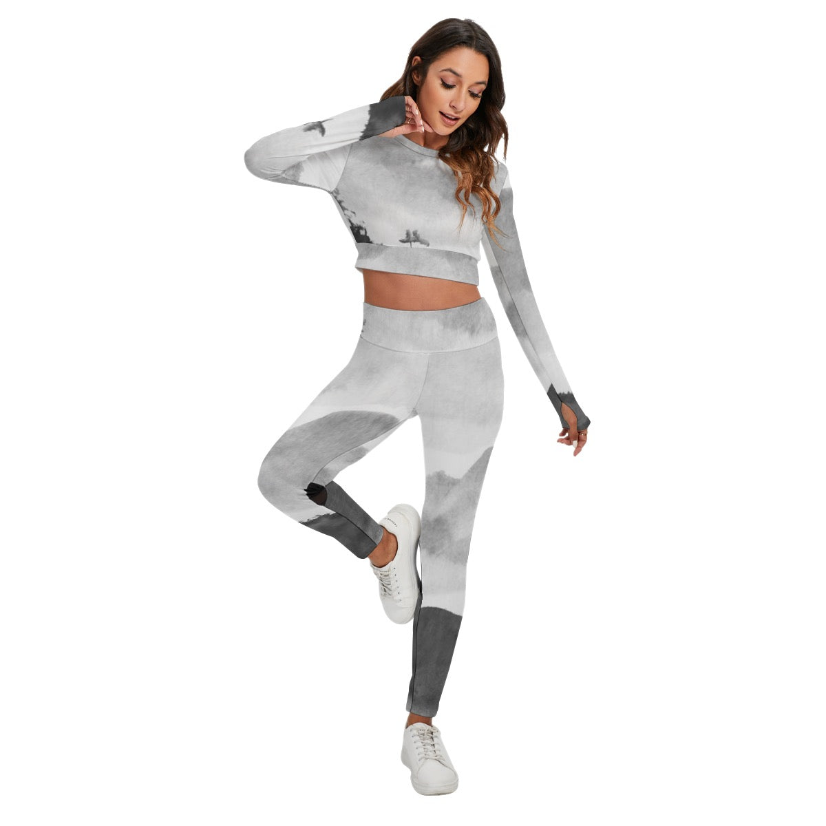 All-Over Print Women's Sport Set With Backless Top And Leggings